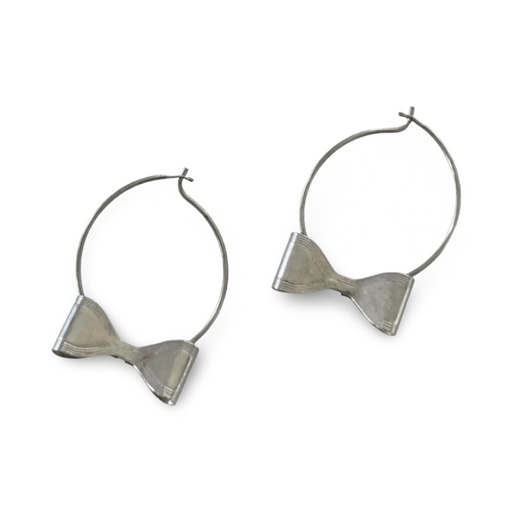Vintage Silver Bow Hoop Earrings